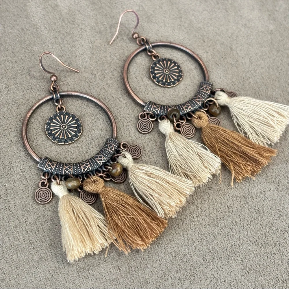 NEW Boho Round Tassel Drop Earrings